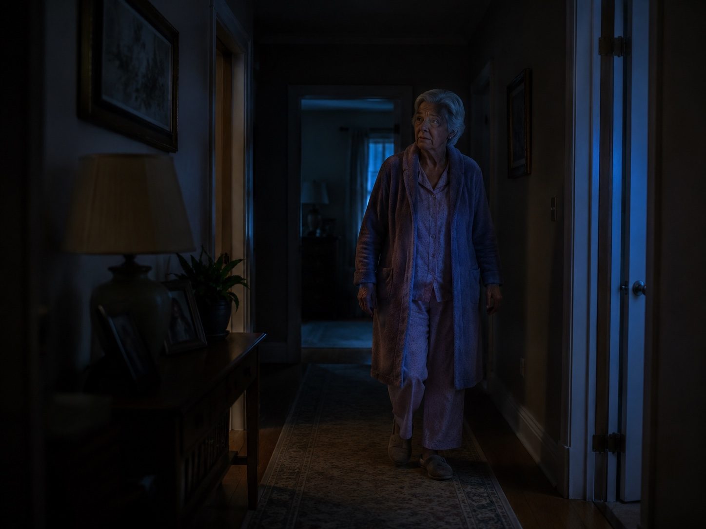 Mom walking the same hallway again in the small hours