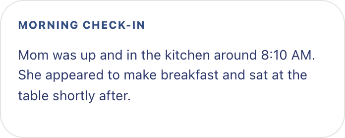 Remy's morning check-in card