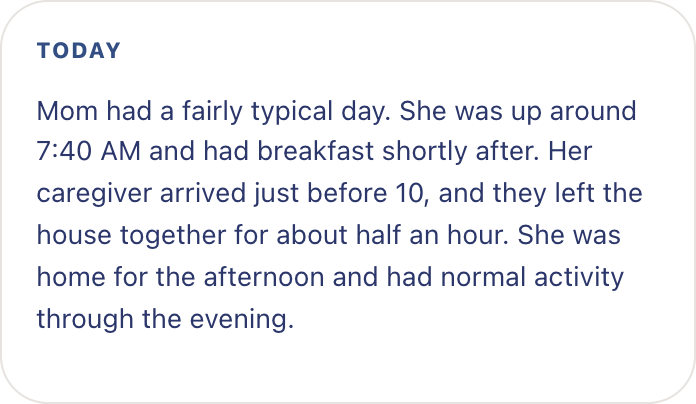 Remy's daily summary card for today